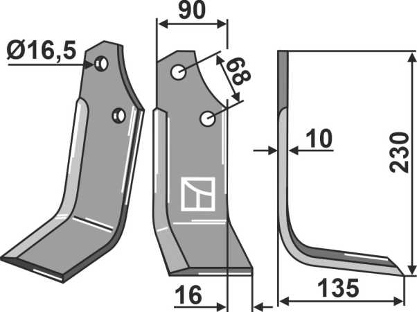 Fräsmesser 230x90mm, rechts